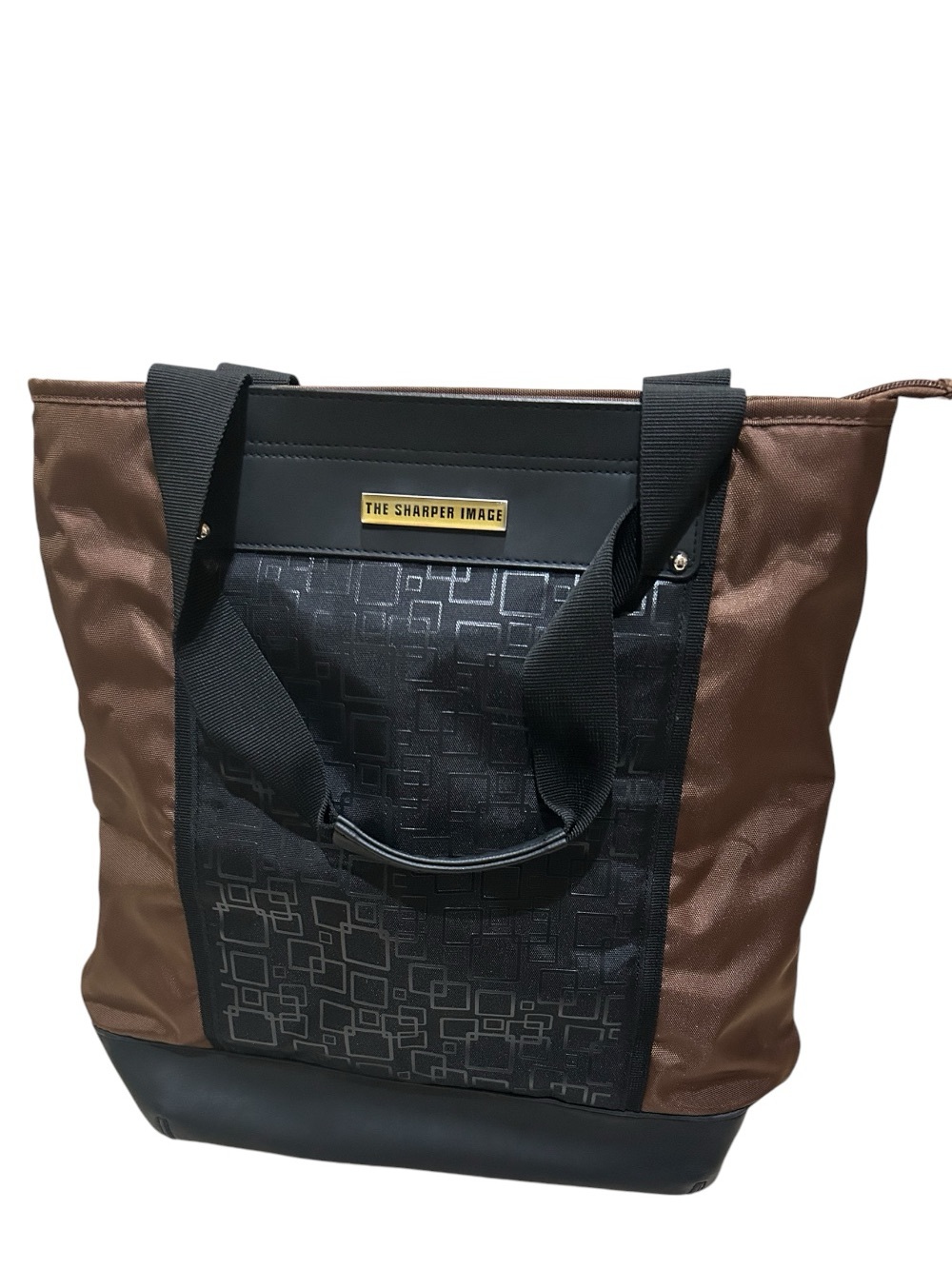The Sharper Image Black and Brown Tote Bag